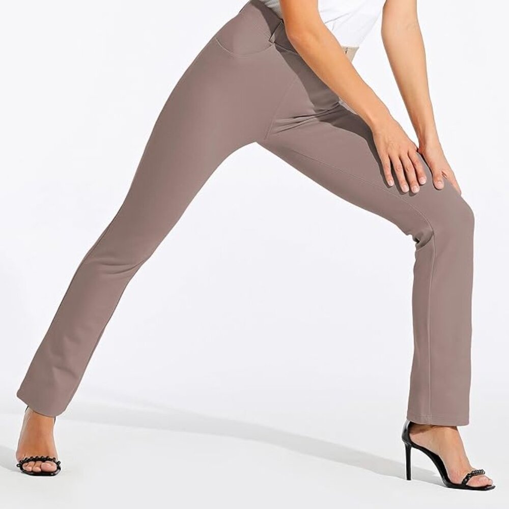 WILLIT Women's Yoga Dress Pants Straight Leg Work Slacks Stretchy Sz: L Taupe - Picture 10 of 12